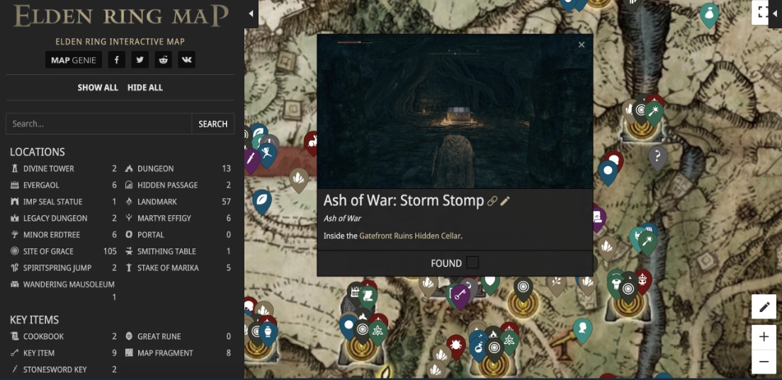 Elden Ring Interactive Map Locations for Key Items