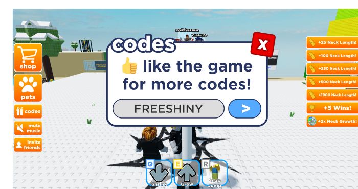 How do you use Roblox Every Second Your Neck Grows codes