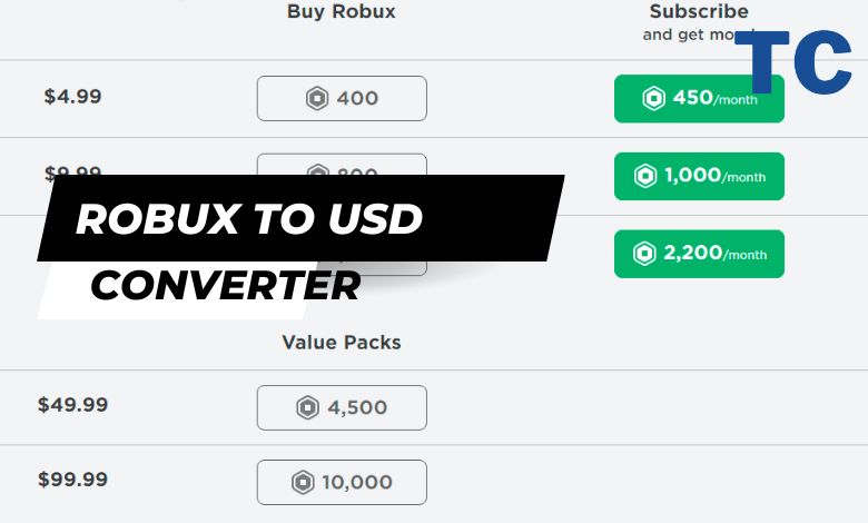 Robux To USD Converter para Google Chrome - Extensão Download